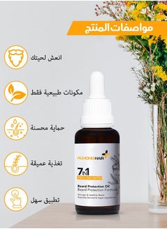 الموند هير زيت اللحية الموندهير 1 أونصة الواقي للرجال 7 في 1 مكونات نباتية طبيعية مغذية بزيت الجوجوبا وزيت الخروع وزيت اللوز الحلو  - Image 3