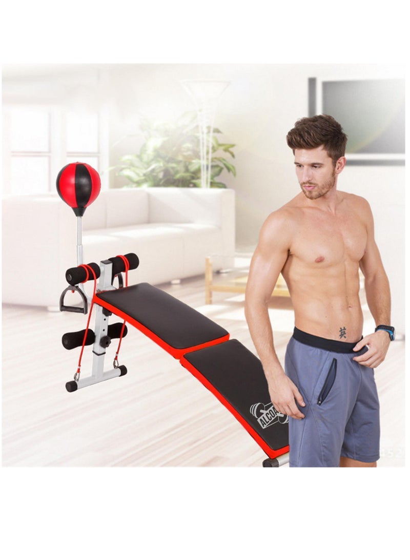 ALCOACH Sit-up Adjustable Abdominal Bench with Speedball and Pull Ropes - Image 2