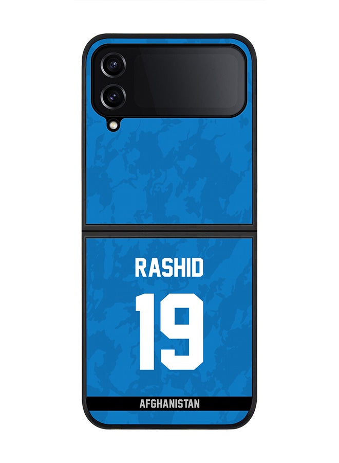 Stylizedd Rugged Black Edge Case for Samsung Galaxy Z Flip4, Slim fit Soft Case Flexible Rubber Edges Thin Cover - Player Name - Rashid Khan, Jersey Number- 19 - Image 1