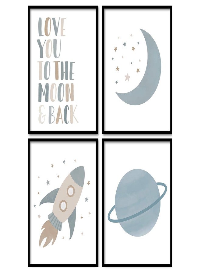 Foedor Boho Neutral Wall Art Prints Set of 4, Boho Nursery Decor Girl Boy, Love You to the Moon and Back Wall Decor Posters for Classroom Toddler Kids Room Playroom, 8x10 Unframed - Image 1