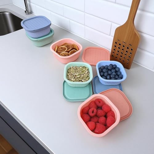 c s m C.S.M CSM Food Storage Containers, Square, 290ml and 135ml, Set of 6, Airtight, Microwave Safe, Multicolour - Image 2