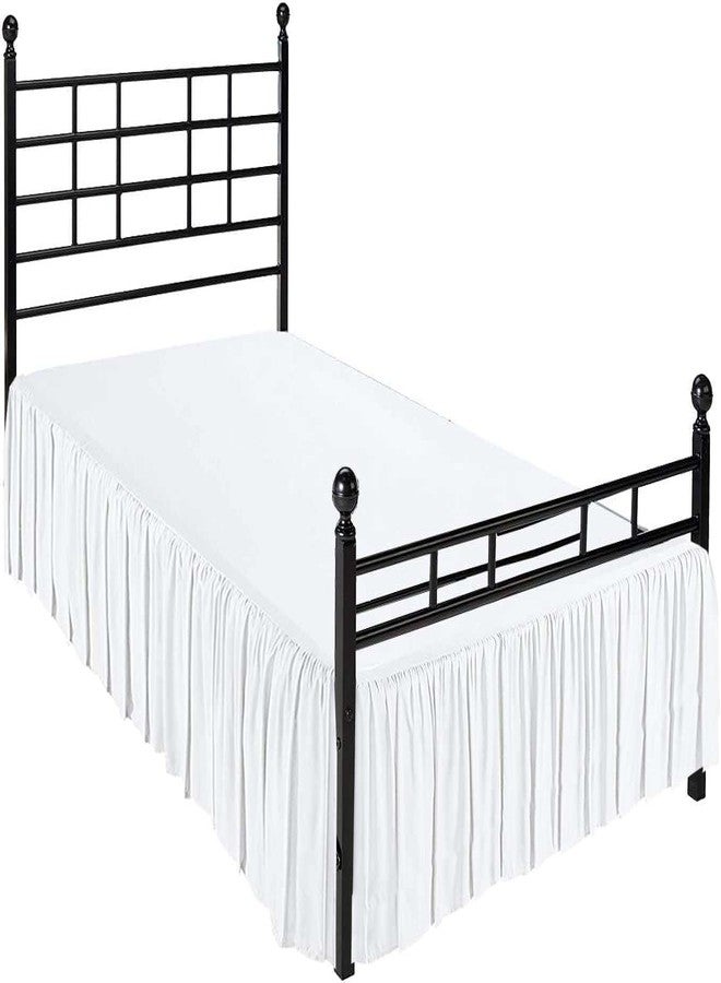 Sleepwell Ruffled Bed Skirt With Split Corner 100% Microfiber Soft,Sheen & Wrinkle Free Bed Skirt Gathered Style Dust Ruffle Bed Skirt Three Sided Coverage Dust Ruffle (White Solid,Queen-21 Inch Drop) - Image 5