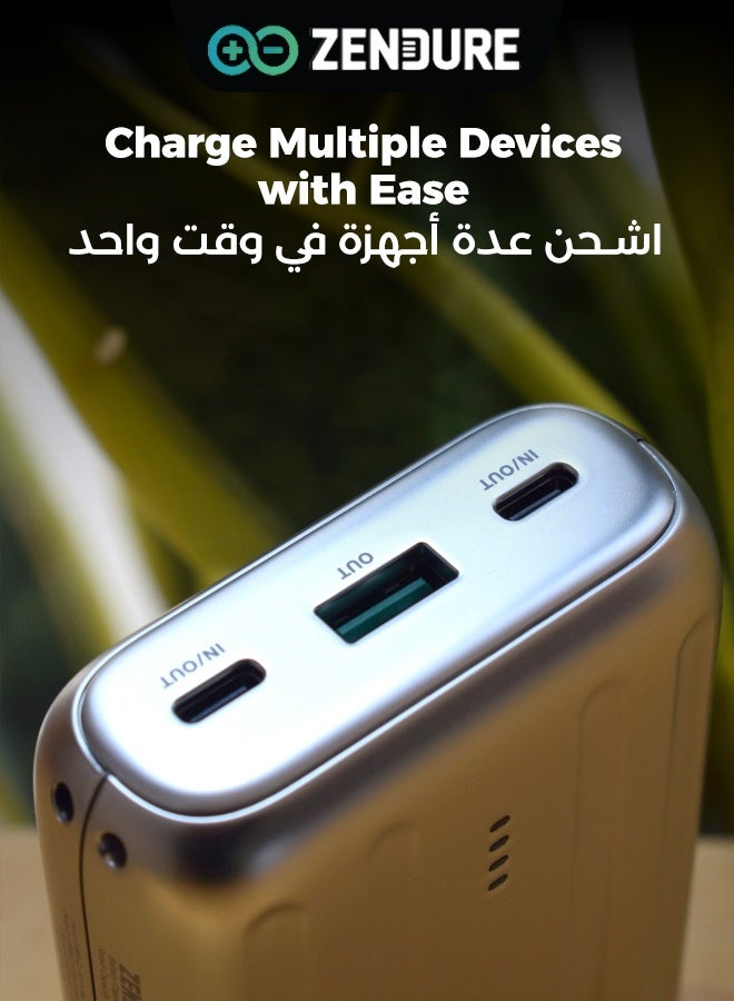 ZENDURE 20000 mAh SuperMini 20+ External Battery with USB-C Power Delivery – Ultra-Compact Credit Card Size, 20W USB-C Input & Output, Fast Charging on the Go - Silver - Image 3