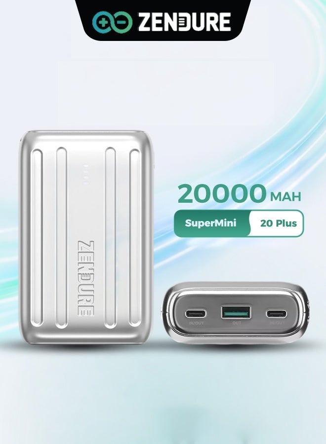 ZENDURE 20000 mAh SuperMini 20+ External Battery with USB-C Power Delivery – Ultra-Compact Credit Card Size, 20W USB-C Input & Output, Fast Charging on the Go - Silver - Image 1