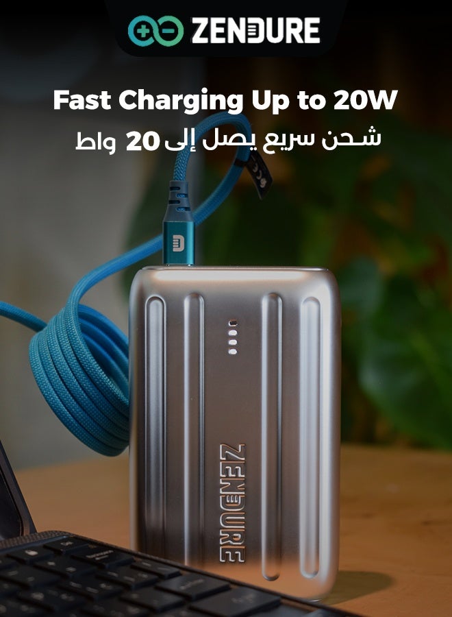 ZENDURE 20000 mAh SuperMini 20+ External Battery with USB-C Power Delivery – Ultra-Compact Credit Card Size, 20W USB-C Input & Output, Fast Charging on the Go - Silver - Image 4