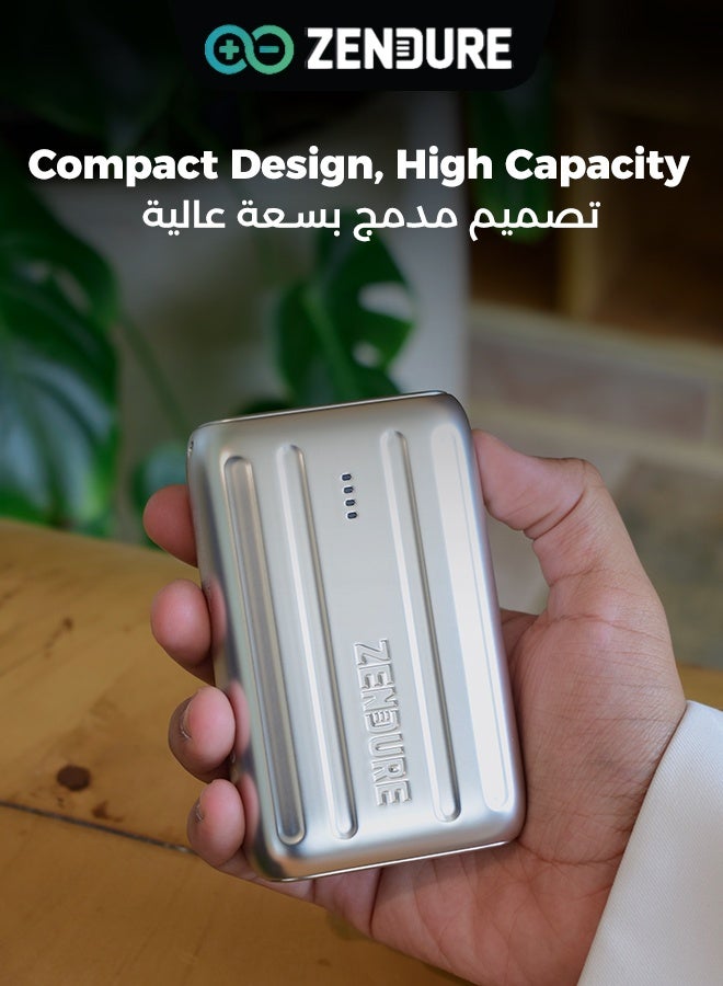 ZENDURE 20000 mAh SuperMini 20+ External Battery with USB-C Power Delivery – Ultra-Compact Credit Card Size, 20W USB-C Input & Output, Fast Charging on the Go - Silver - Image 2