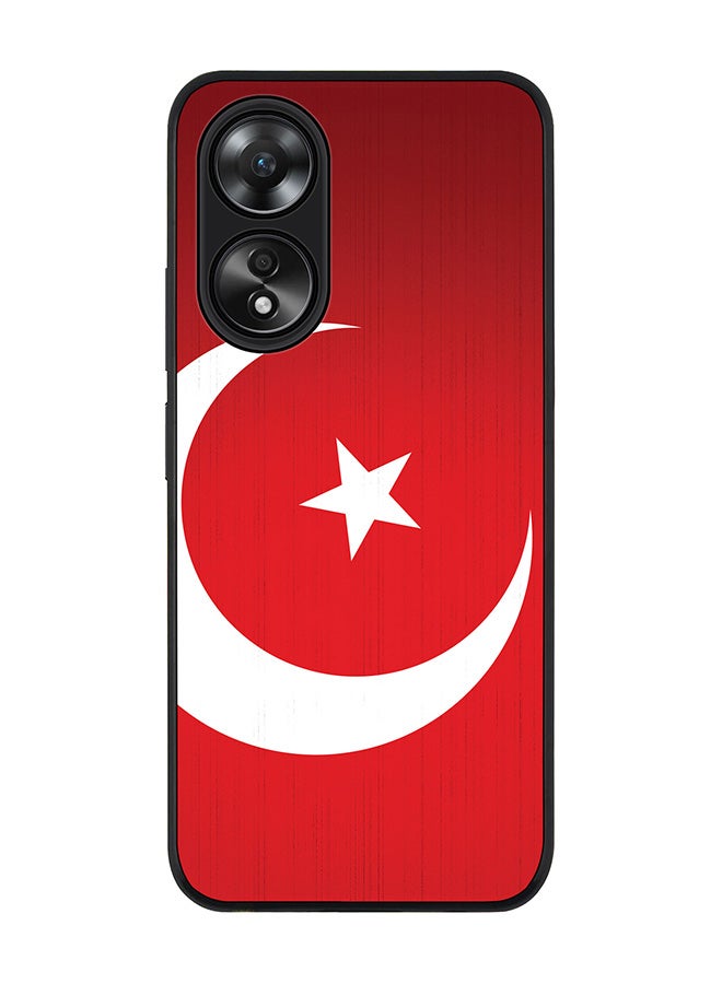 Stylizedd Rugged Black edge case for Oppo A58 4G, Slim fit Soft Case Flexible Rubber Edges Anti Drop TPU Gel Thin Cover- Flag Of Turkey - Image 1
