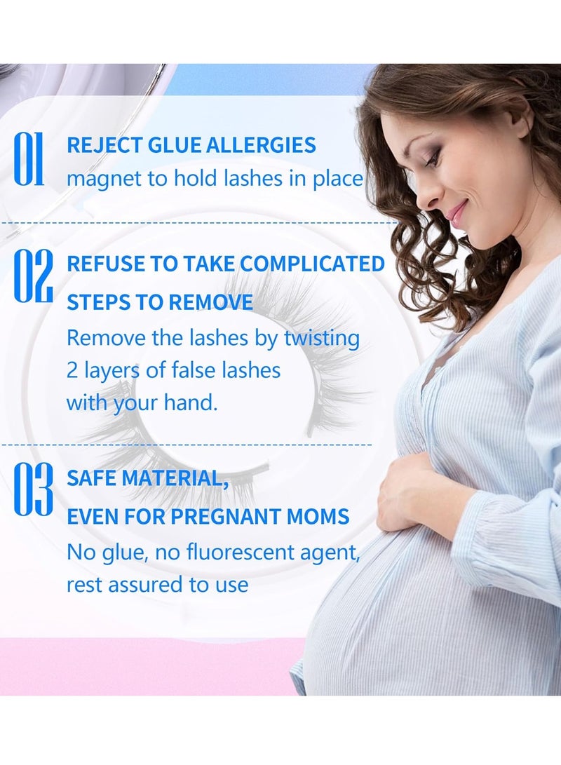 general Magnetic Eyelashes Fluffy False Eyelashes No Glue Needed Magnetic Lashes Natural Strip Eye Lashes 1 Pair Cat Eye Magnetic Fake Eyelashes Durable Fake Lashes with Applicator - Image 3