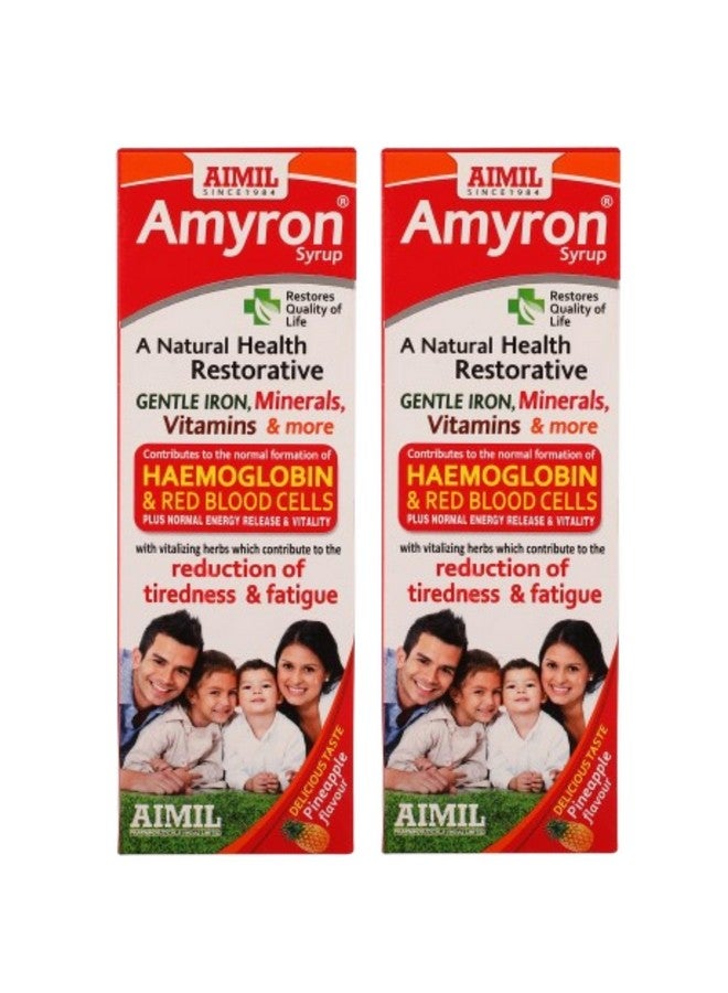 AIMIL Amyron Syrup - 200ml (Pack of 2) | Enriched with Vitamins & Mineral Rich Herbs for Men & Women of All Ages | Reduces Tiredness & Fatigue | Improves Haemoglobin Level - Image 1