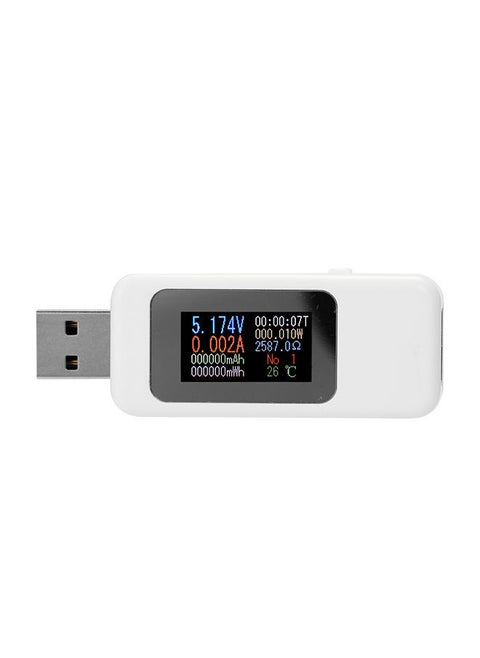 Digital USB Timing Ammeter Tester With LCD Display White