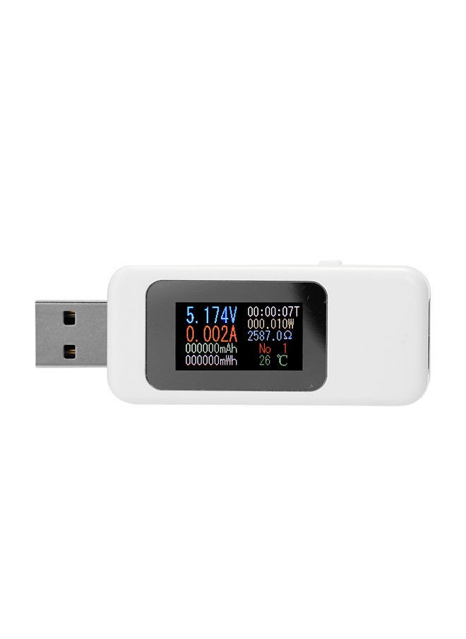 NIBEMINENT Digital USB Timing Ammeter Tester With LCD Display White 