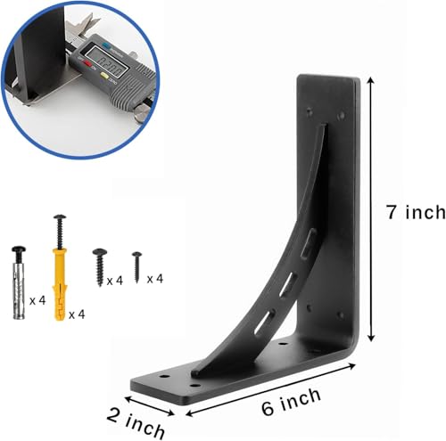 QDMXJF 7 inch X 6 inch Heavy Duty Bracket,Granite Countertop Support, Heavy Duty Shelf Brackets , Max Load 1000 Lbs ,Mantel Brackets (Set of 2) - Countertop Support Brackets (7" x 6") - Image 2