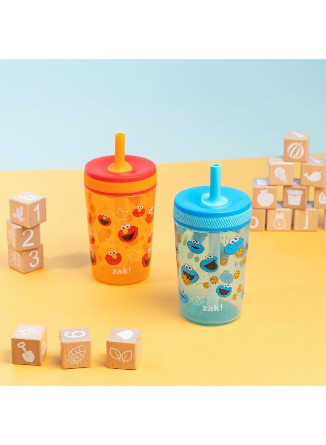 Zak Designs Sesame Street Kelso Toddler Tumblers For Travel or At Home, 15oz 2-Pack Durable Plastic Sippy Cups With Leak-Proof Design is Perfect For Kids (Elmo and Cookie Monster) - Image 2