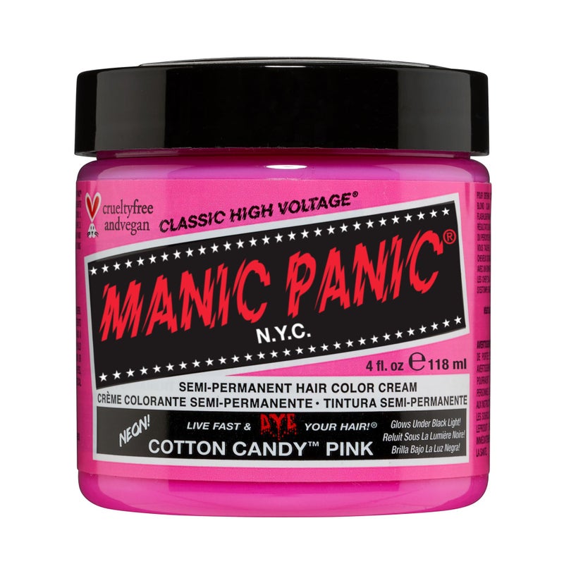 MANIC PANIC Classic Cotton Candy Pink Semi Permanent Hair Color - Bright Pink Hair Dye for Women & Men That Lasts 4-6 Weeks - Vegan, Ammonia & Cruelty-Free - Create & Mix Custom Shades (4oz) - Image 1