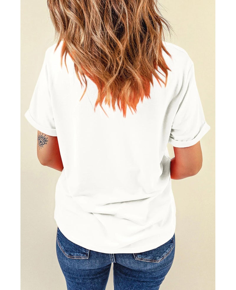 SELINK Womens Summer Short Sleeve Tops Sequin Maid Gras Printed T Shirts Casual Basic Graphic Tees White Mardi Gras-L - Image 5