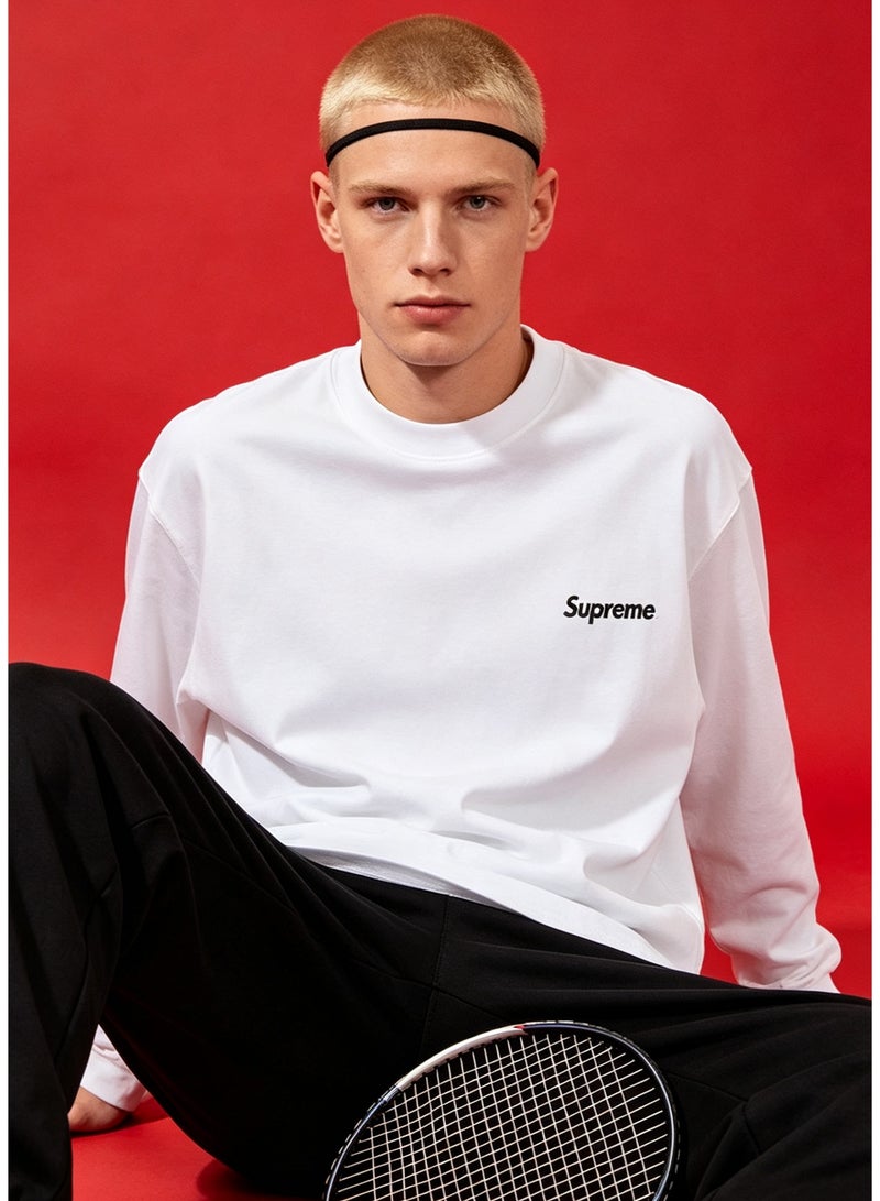 SUPREME men and women spring and autumn cotton loose long sleeve T-shirt - Image 1