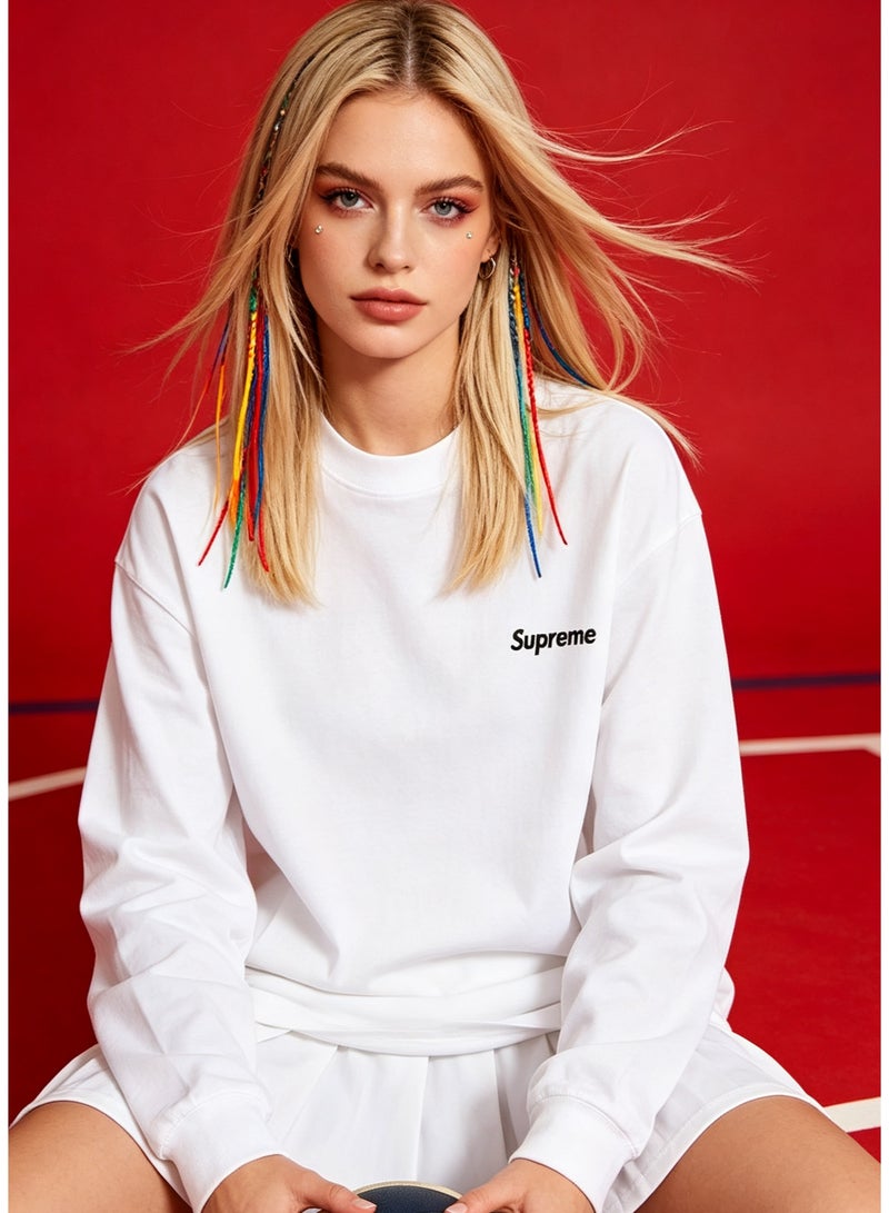 SUPREME men and women spring and autumn cotton loose long sleeve T-shirt - Image 2
