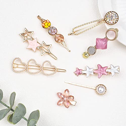 Tresneria® Korean Fashion Hair Clips Set in Trendy Styles and Designs for Women and Girls (PinkWhite) - Image 2
