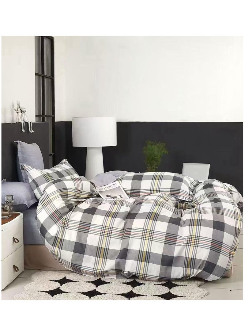 AL RAID Super Soft King Size Duvet Cover Set Hotel Luxury Feel Cotton Material Bedding Set Fad and Wrinkle Resistant Bed Sheet Set Include 1 Fitted Sheet 1 Duvet Cover and 4 Pillowcases 