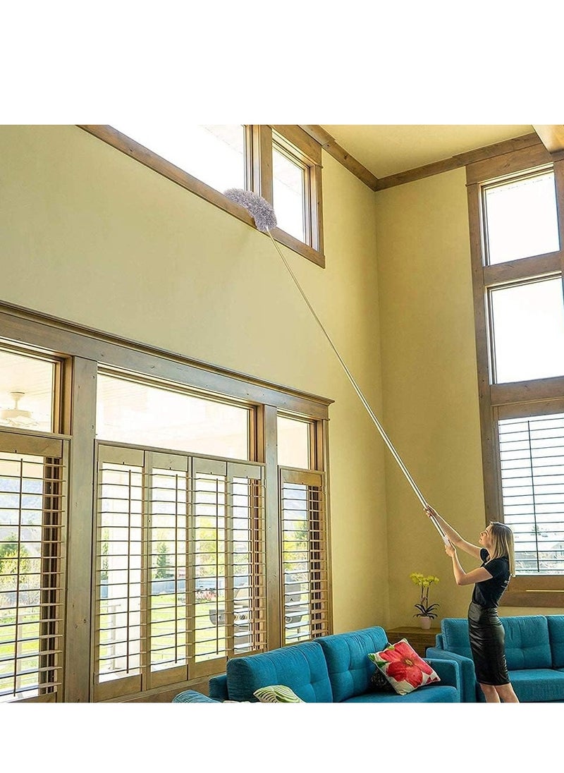 Generic - Extra Long Microfiber Broom with Extended Shade, Cobweb Cover Brush, Scratch Resistant, Foldable and Washable, Lint Free Broom for Cleaning Ceiling Blinds and Ceiling Fan - Image 1