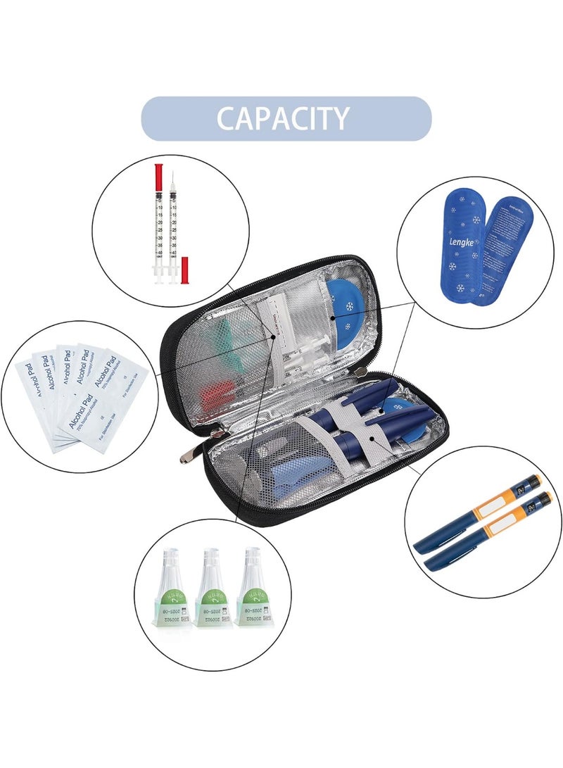 Leng Ke Insulin Cooler Travel Case for Diabetic, Insulin Cooling Case Travel Portable Insulin Pen Carrying Case Cooler Bag Organizer for Diabetic Supplies with 2 Ice Pack - Image 5