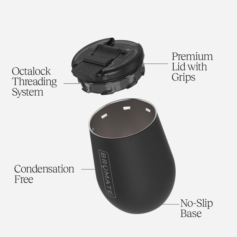 BrÃ¼Mate Uncork'd 14oz 100% Leakproof Insulated Wine Tumbler | Locking Lid | Insulated Stainless Steel Wine Glass | Perfect For Travel & Outdoors | BPA-Free (Matte Black) - Image 3