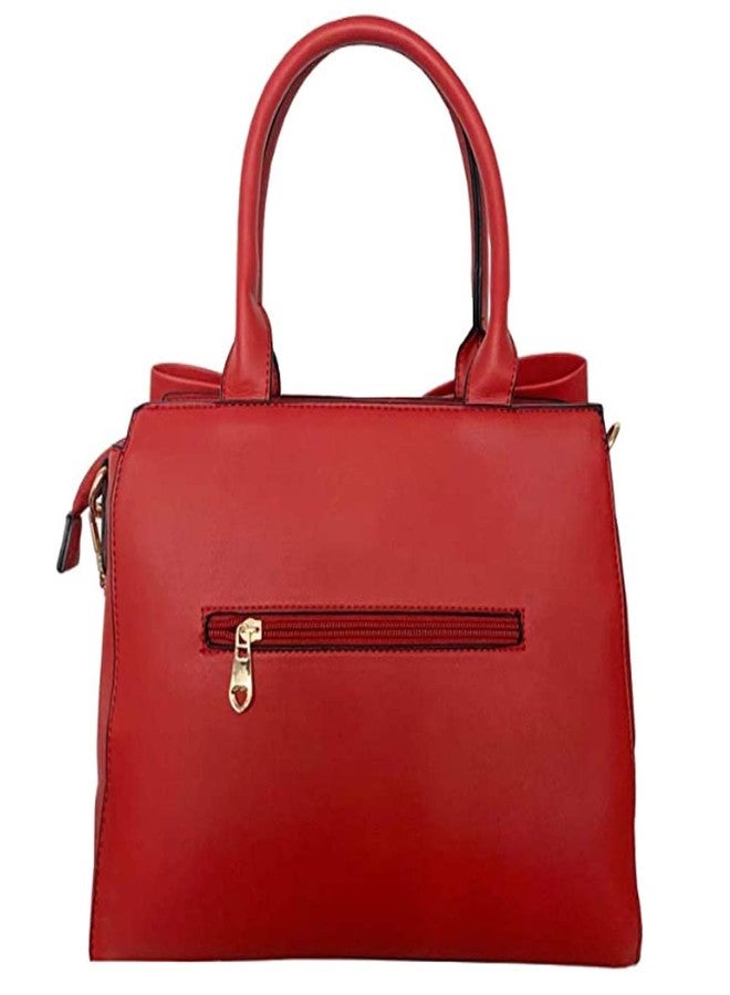 Rullar Women 2Pcs Handbag Set Bow-Knot Satchel Top-handle Crossbody Bag Tote Wallet Purse with Heart Pendant Red - Image 3
