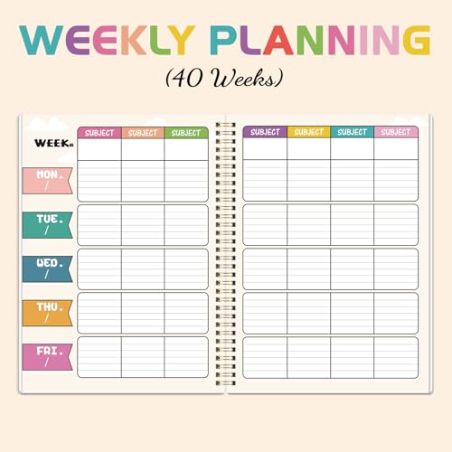 Lortarl Undated Teacher Planner - Teacher Planners 8.5 x 11, Teachers Lesson Plan Book, Teachers Lesson Planner 2026-2027 with Stickers and Inner Pocket - Image 4