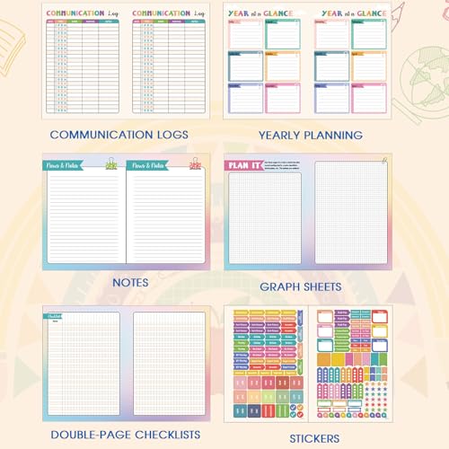 Lortarl Undated Teacher Planner - Teacher Planners 8.5 x 11, Teachers Lesson Plan Book, Teachers Lesson Planner 2026-2027 with Stickers and Inner Pocket - Image 5