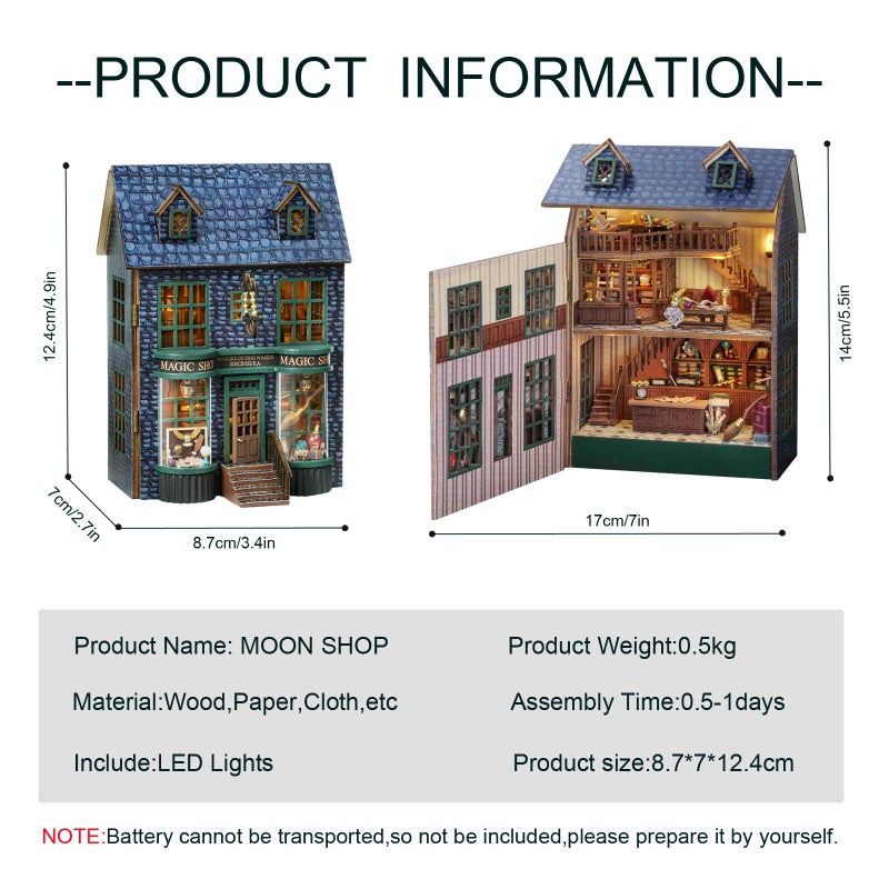 CUTEROOM Diy Miniature House Kit  Cuteroom Wooden Dollhouse Kit Mini House Making Kit With Furnitures  Diy Dollhouse Kit Birthday Gift (Magic Store) - Image 2