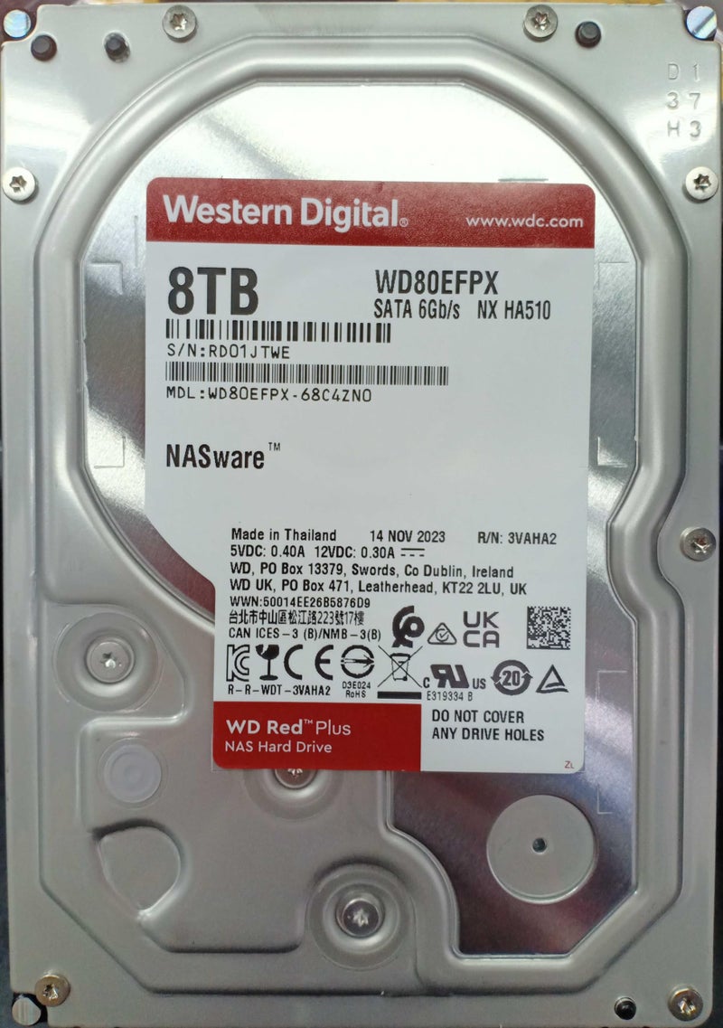 Western Digital 8TB WD Red Plus NAS Internal Hard Drive HDD - 5640 RPM, SATA 6 Gb/s, CMR, 256 MB Cache, 3.5" - WD80EFPX - Image 2