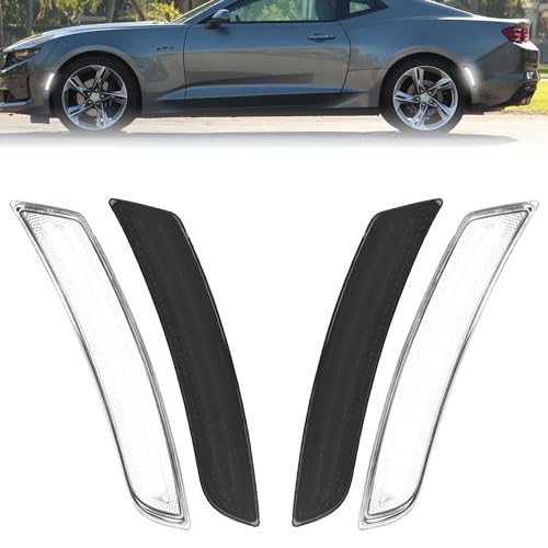 ROCCS 4PCS LED White Side Marker Lights Compatible with 2016-2024 Chevy Camaro ZL1/1LE/SS/RS/LS/LT, 2014-up Cadillac CTS, 2015-up Cadillac ATS Front Rear Bumper Fender Light,Smoked Lens - Image 1