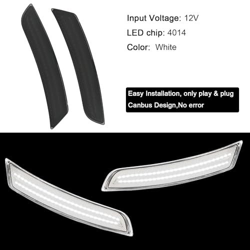 ROCCS 4PCS LED White Side Marker Lights Compatible with 2016-2024 Chevy Camaro ZL1/1LE/SS/RS/LS/LT, 2014-up Cadillac CTS, 2015-up Cadillac ATS Front Rear Bumper Fender Light,Smoked Lens - Image 2