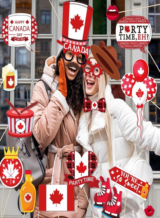 Lide Road 25 Pcs Canada Photo Booth Props - Black Canadian Party Decorations for Canada Day, Birthday, and Photography Backdrop - Image 5