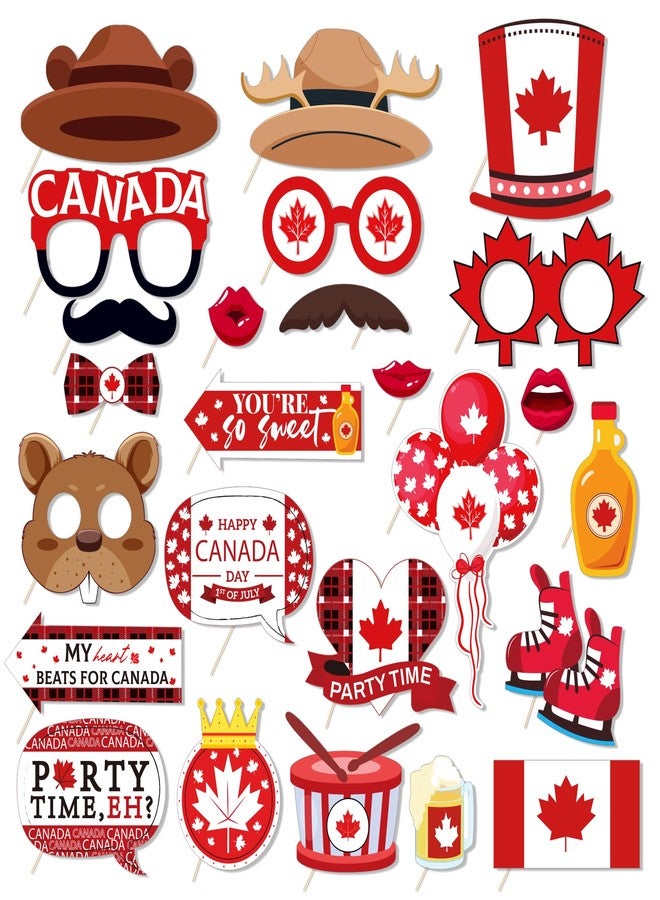 Lide Road 25 Pcs Canada Photo Booth Props - Black Canadian Party Decorations for Canada Day, Birthday, and Photography Backdrop - Image 1