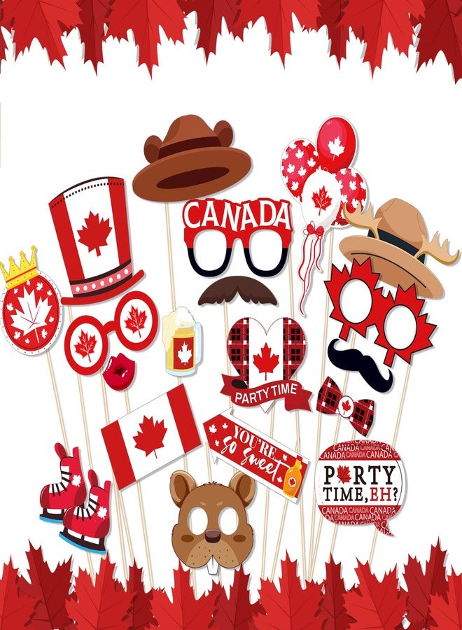 Lide Road 25 Pcs Canada Photo Booth Props - Black Canadian Party Decorations for Canada Day, Birthday, and Photography Backdrop - Image 4