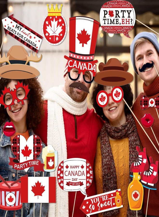 Lide Road 25 Pcs Canada Photo Booth Props - Black Canadian Party Decorations for Canada Day, Birthday, and Photography Backdrop - Image 3