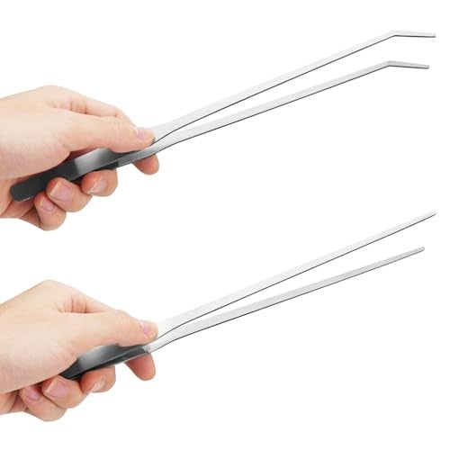Fri4Free 2PCS Long Aquarium Tweezers - 10.6" Straight and Curved Tweezers, Stainless Steel Reptile Feeding tongs, Terrarium Aquascape Tools Feeder for Lizards, Bearded Dragon Snake Tank Accessories - Image 1