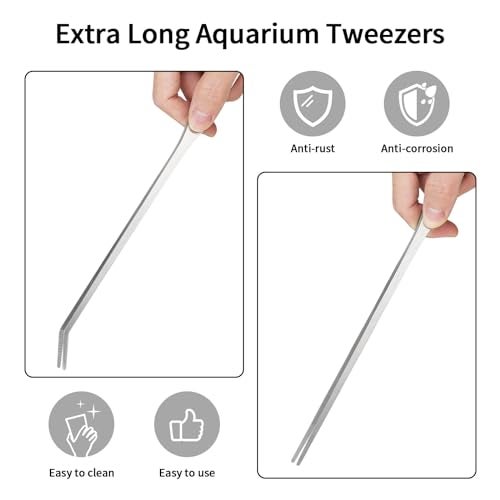 Fri4Free 2PCS Long Aquarium Tweezers - 10.6" Straight and Curved Tweezers, Stainless Steel Reptile Feeding tongs, Terrarium Aquascape Tools Feeder for Lizards, Bearded Dragon Snake Tank Accessories - Image 5