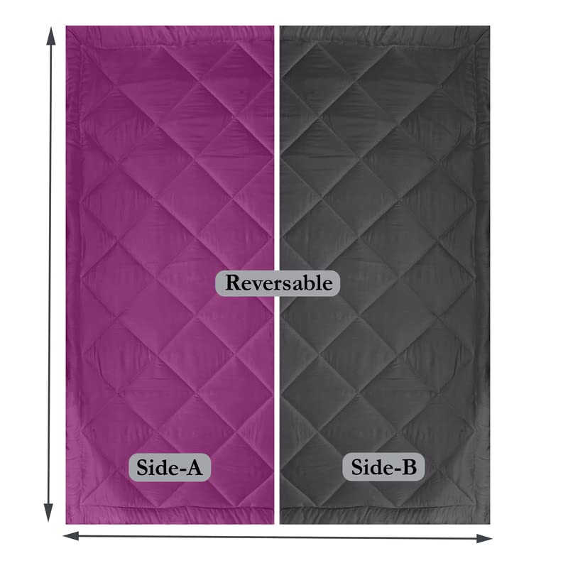 CHICERY Microfiber Reversible Solid Extra Comfort & Soft Comforter||Blanket Double Bed 250 GSM Ultra Soft Comforter for Winter-Purple Grey-Pack of 1 - Image 5