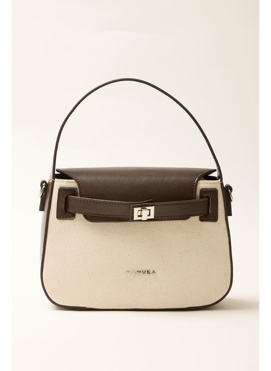 Manuka - Belt Detailed Canvas Mini Bag Brown - Image 1
