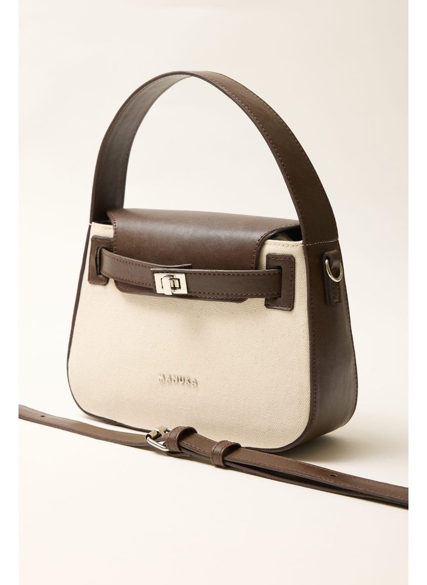 Manuka - Belt Detailed Canvas Mini Bag Brown - Image 1