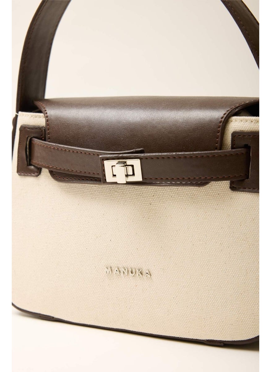 Manuka - Belt Detailed Canvas Mini Bag Brown - Image 1