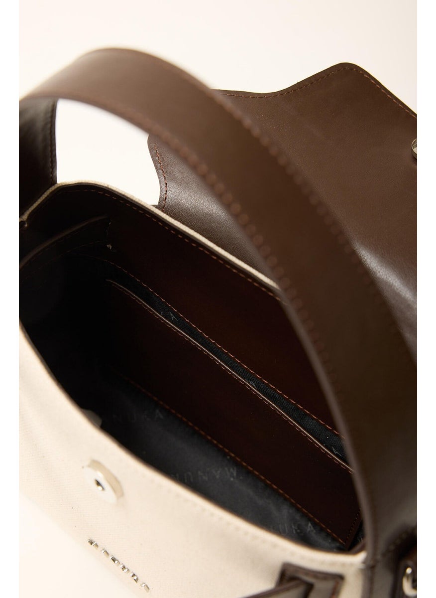 Manuka - Belt Detailed Canvas Mini Bag Brown - Image 1