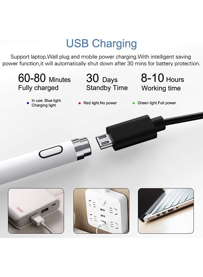 Theodor Theodor Stylus Pen for iPad with Tilt Sensitivity iPad Stylus Pencil for Apple iPad 10/9/8/7/6 iPad Pro 11 iPad Pro 12.9 iPad Mini 6/5 iPad Air 5/4/3 Palm Rejection Magnetic Attachment White  - Image 5