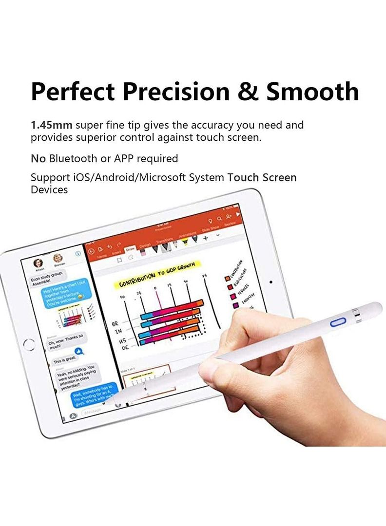 Theodor Theodor Stylus Pen for iPad with Tilt Sensitivity iPad Stylus Pencil for Apple iPad 10/9/8/7/6 iPad Pro 11 iPad Pro 12.9 iPad Mini 6/5 iPad Air 5/4/3 Palm Rejection Magnetic Attachment White  - Image 2
