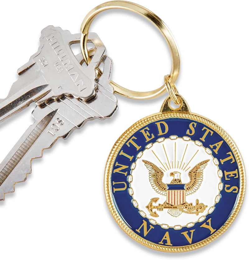 Eagle Emblems, Inc. EEC, Inc. US Navy Crest Keychain Patriotic Key Rings Military Gifts Collectibles Men Women, Blue, 1 1/2" - Image 2