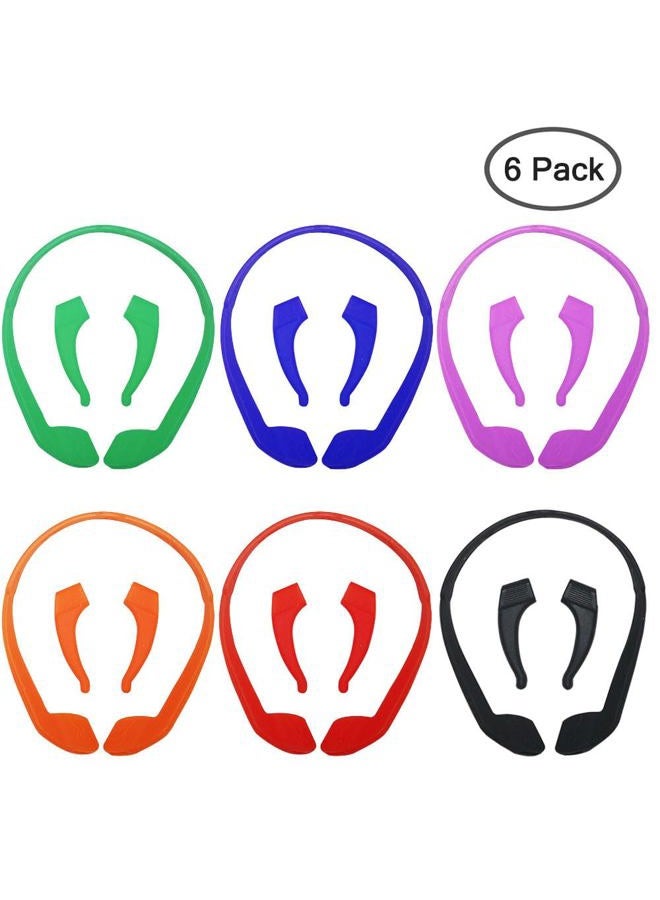 SENHAI 6 Pack Anti-Slip Silicone Glasses Straps with 6 Pairs Ear Grip Hooks, Soft Eyewear Retainer Eyeglasses Holder for Kids Adult Sports - Black, Red, Orange, Pink, Blue, Green - Image 2