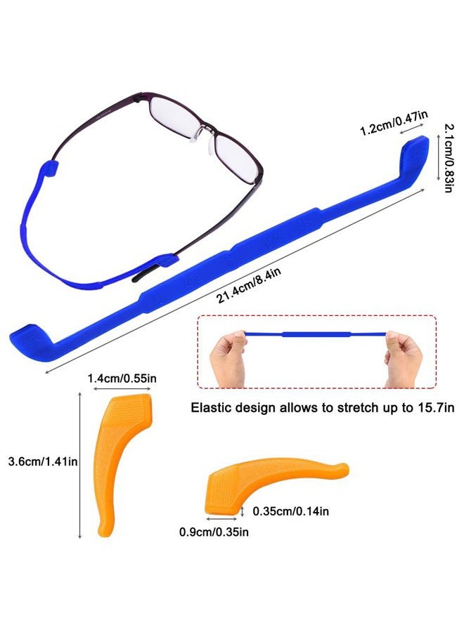 SENHAI 6 Pack Anti-Slip Silicone Glasses Straps with 6 Pairs Ear Grip Hooks, Soft Eyewear Retainer Eyeglasses Holder for Kids Adult Sports - Black, Red, Orange, Pink, Blue, Green - Image 3