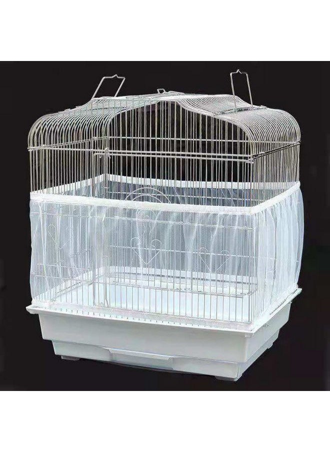 lasenersm lasenersm 1 Piece Bird Cage Cover Birdcage Cover Bird Cage Seed Catcher Birdcage Seed Catcher Parrot Nylon Mesh Net Cover Seed Catcher Guard Net Cover(Girth 46 inch to 67 inch, White)  - Image 3